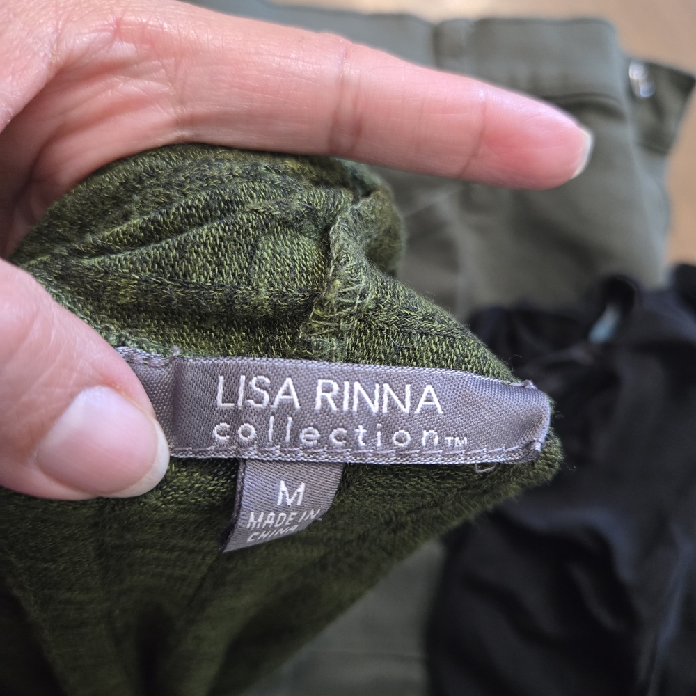 Lisa Rinna Collection Olive Open Front Cardigan - Picture 8 of 8